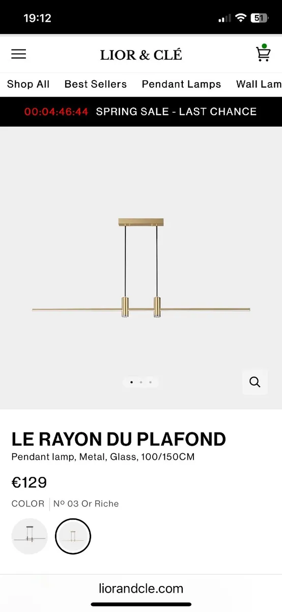 Pendant light . Width 100cm Drop 115cm - Image 1