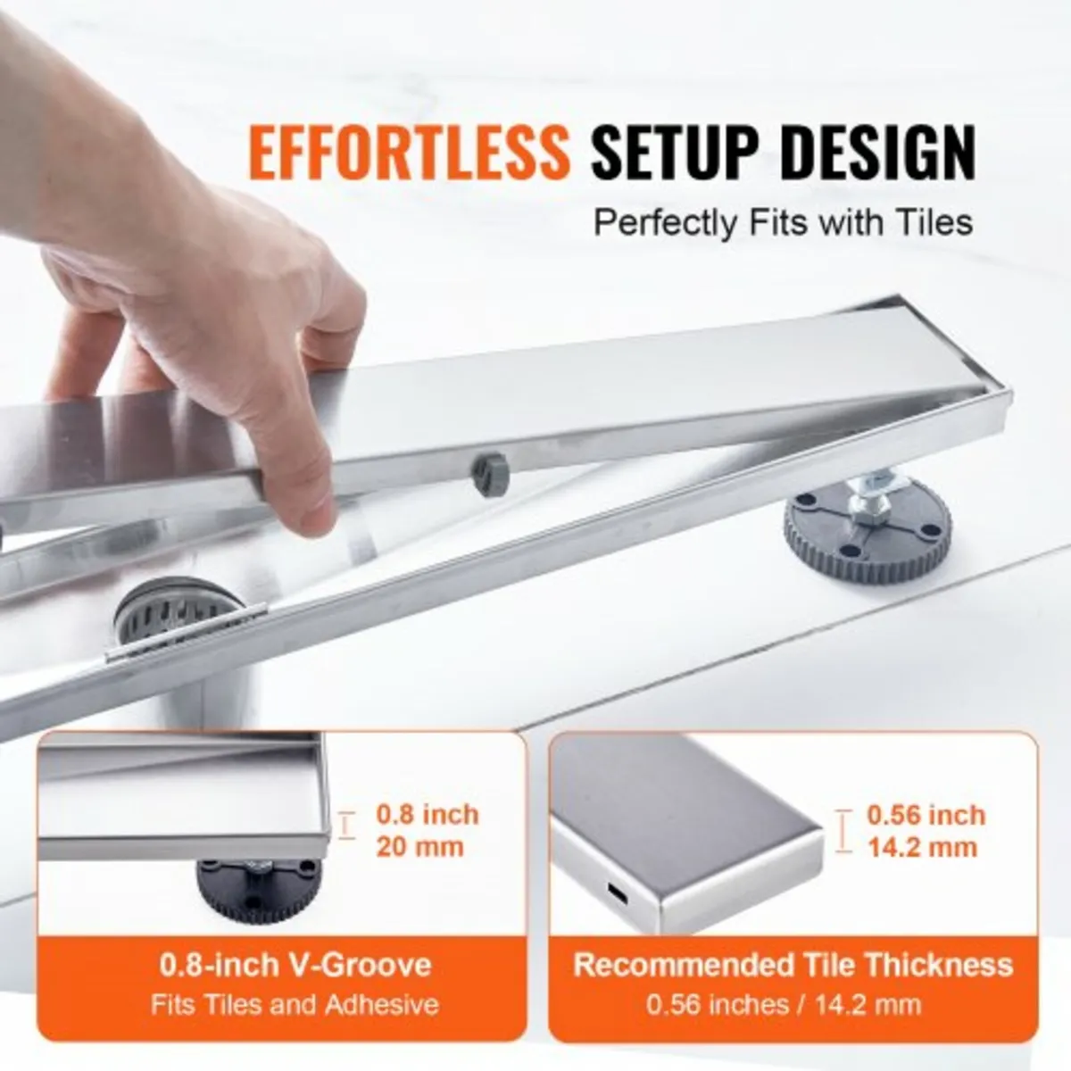 914mm Linear Shower Drain Offset with Tile Insert - Image 4