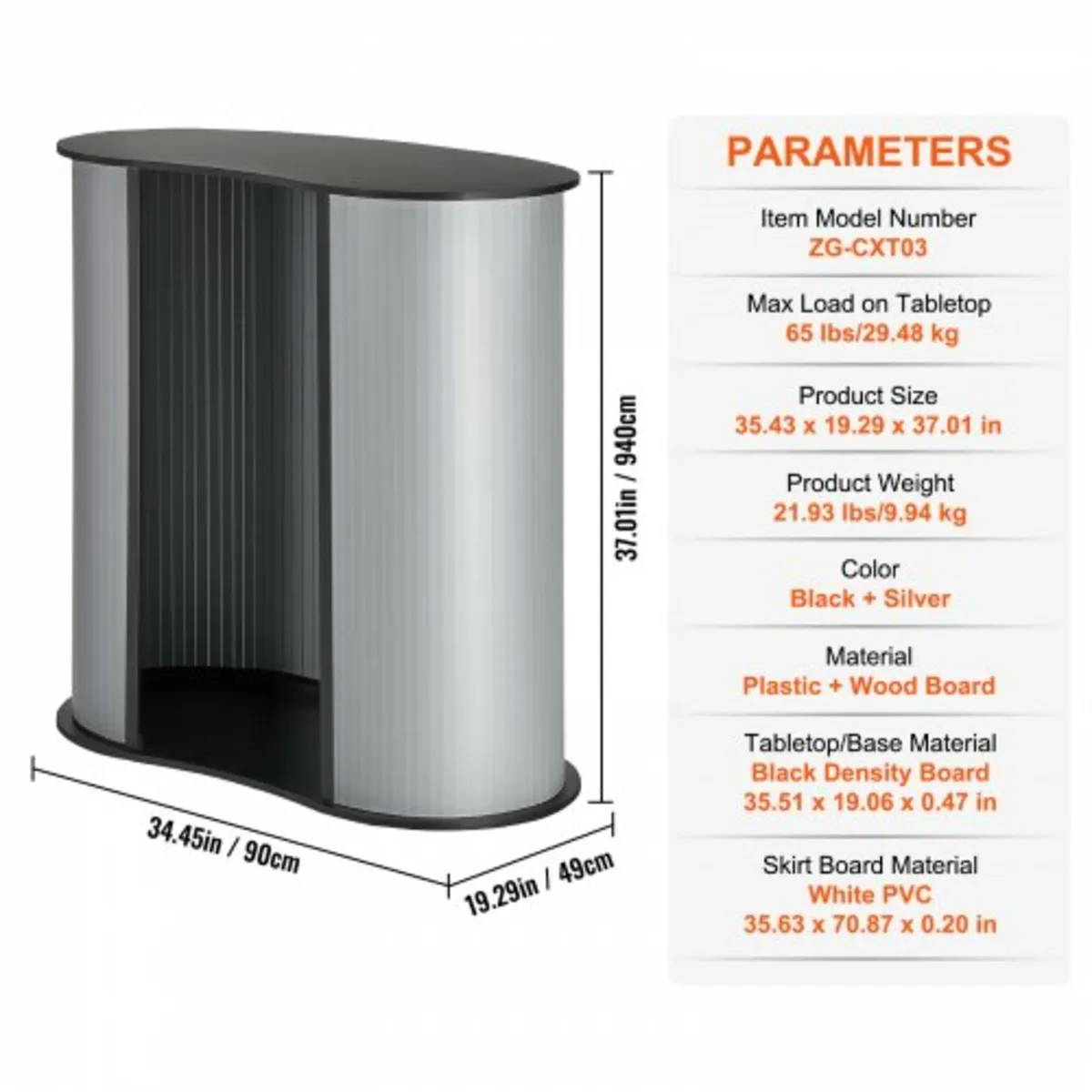 Portable Tradeshow Podium Table, 35.43" x 19.29" x - Image 2