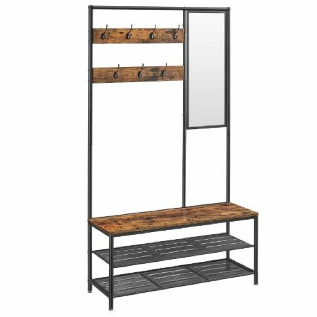 Coat Rack with Hooks Mirror Bench - Image 4