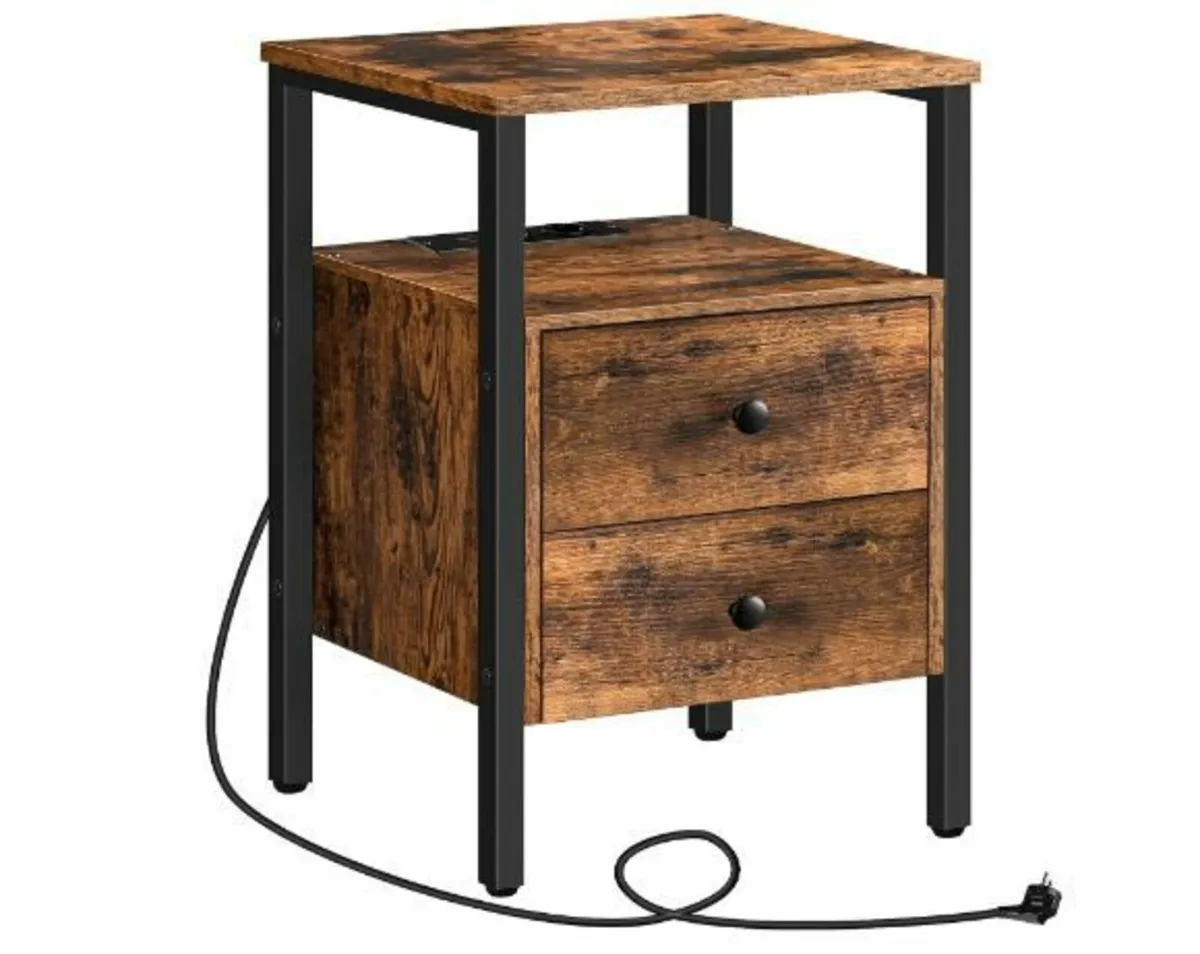 Bedside Table with Charging Station - Image 1