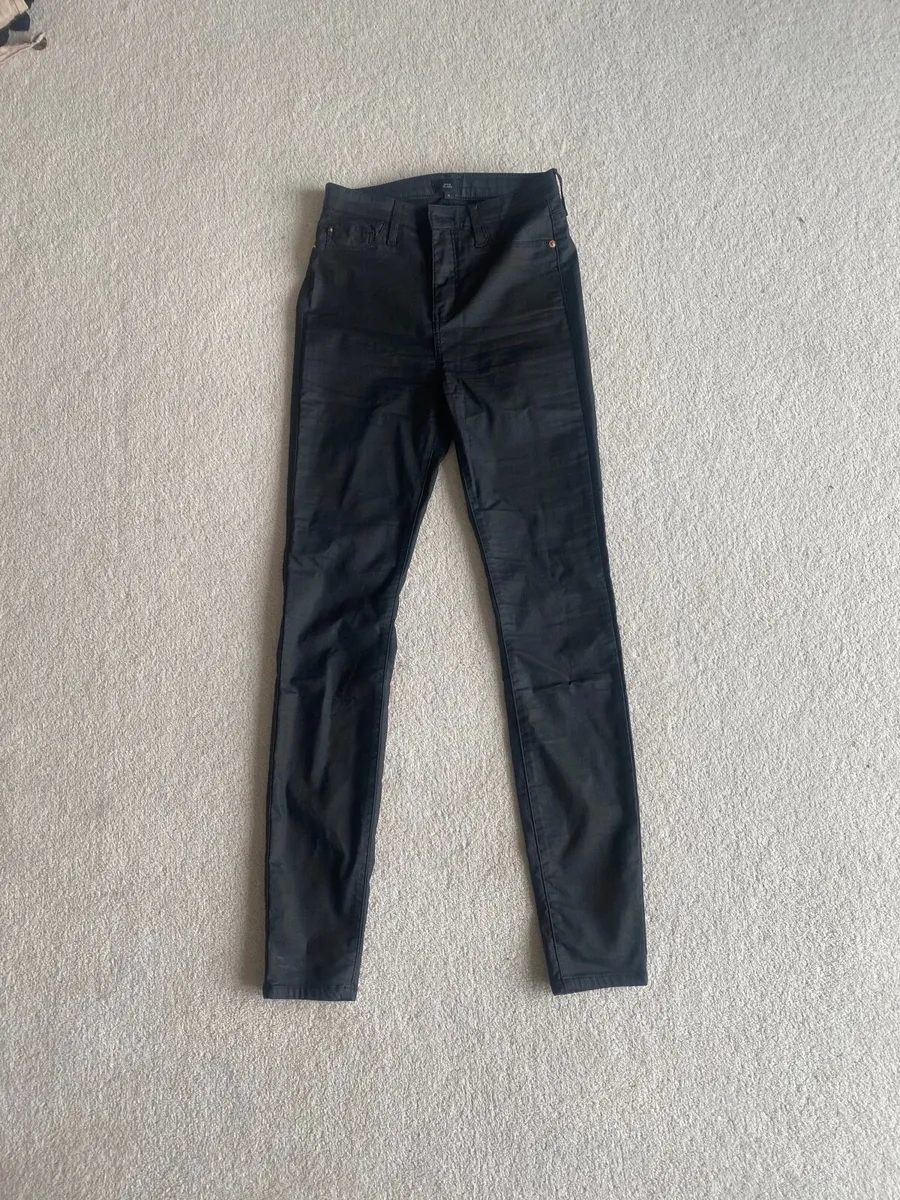 River Island Coated Skinny Jeans Size 10 Black - Image 1