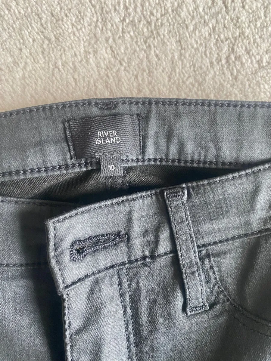 River Island Coated Skinny Jeans Size 10 Black - Image 2
