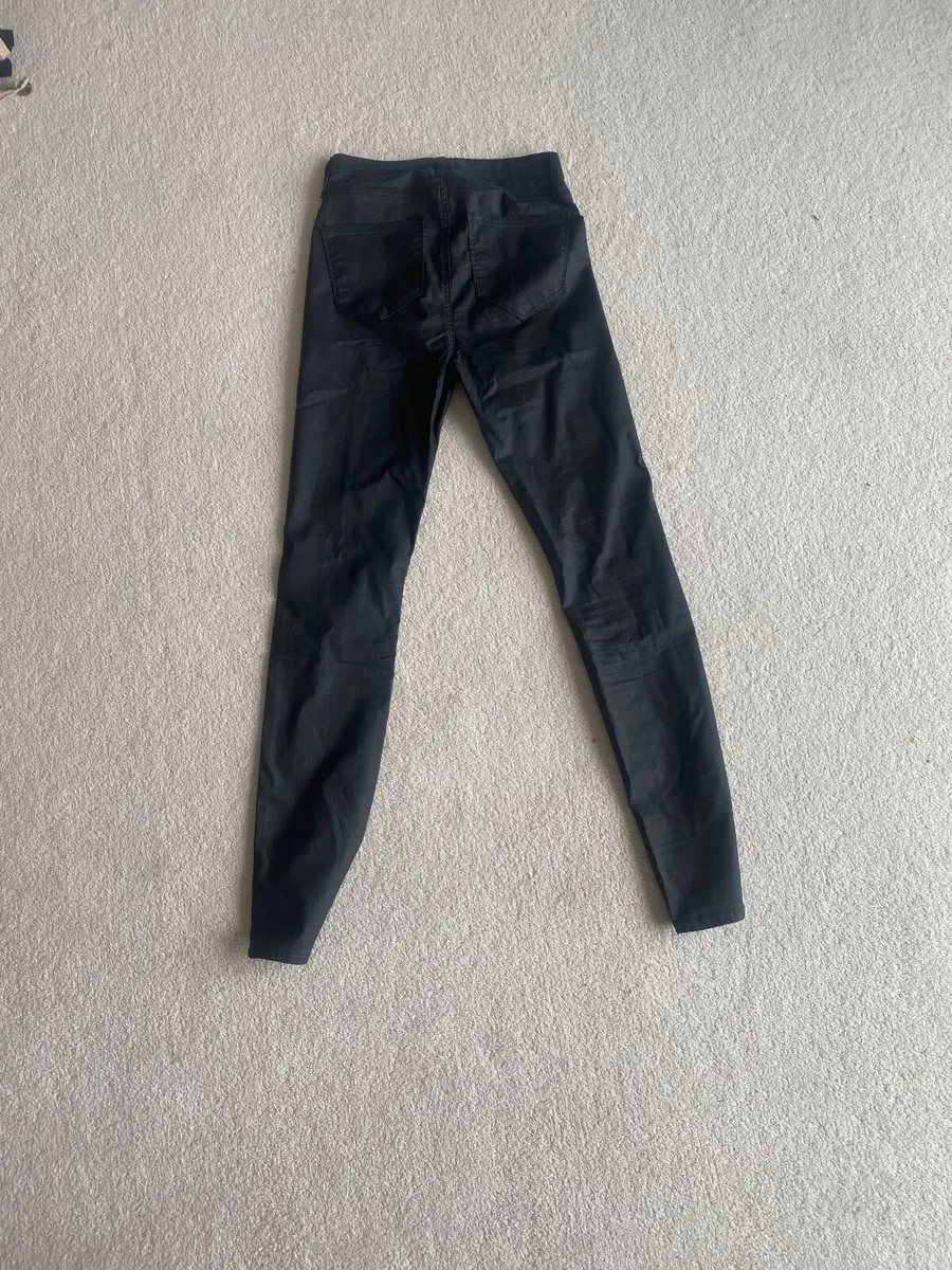 River Island Coated Skinny Jeans Size 10 Black - Image 3