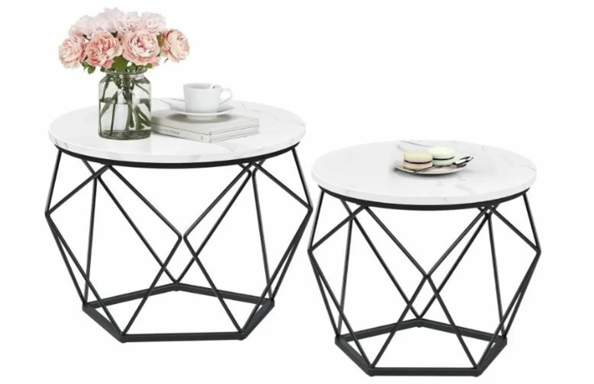 Round Coffee Table, Set of 2, Living Room - Image 1