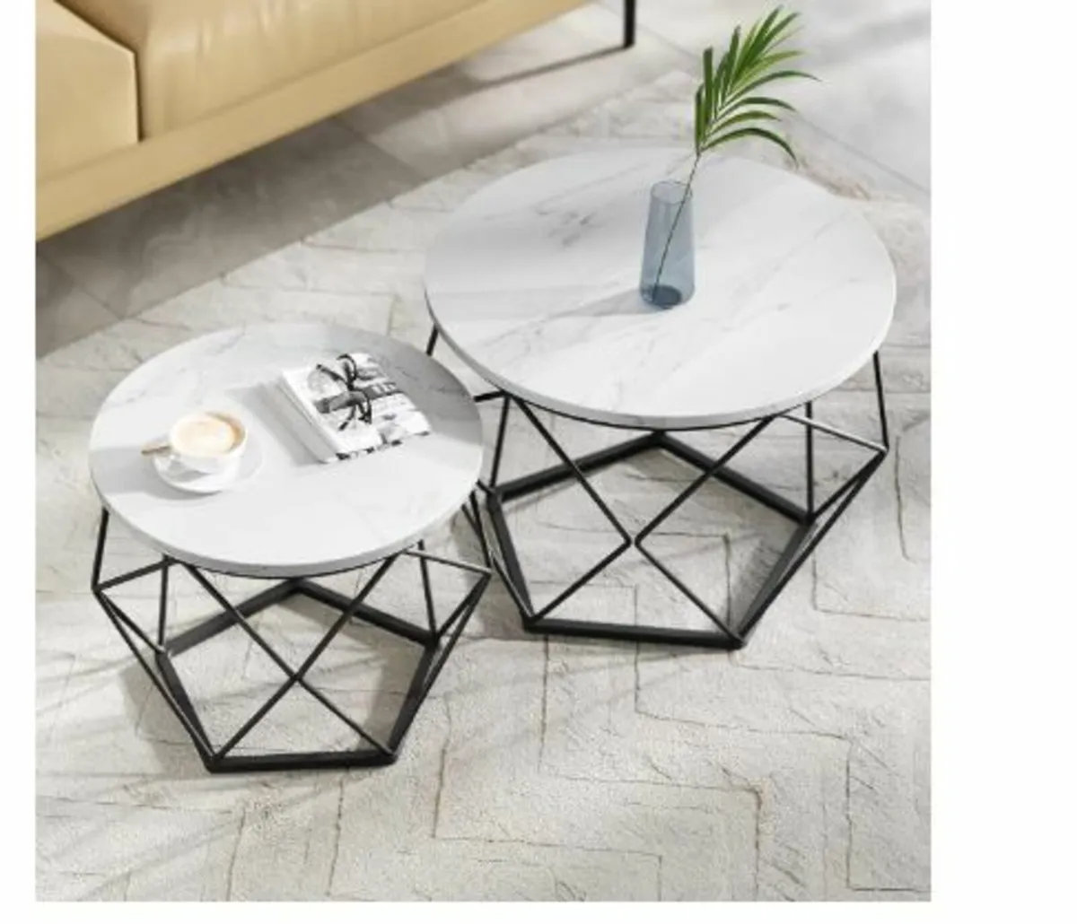 Round Coffee Table, Set of 2, Living Room - Image 2