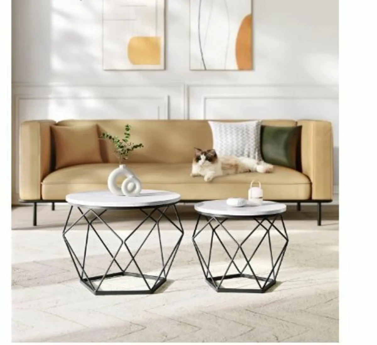 Round Coffee Table, Set of 2, Living Room - Image 3