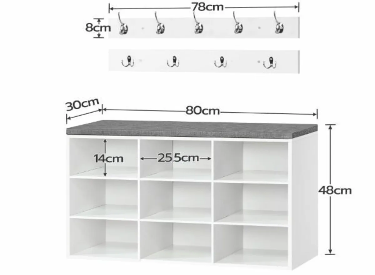 Wardrobe Shoe Rack Set, Shoe Bench - Image 4