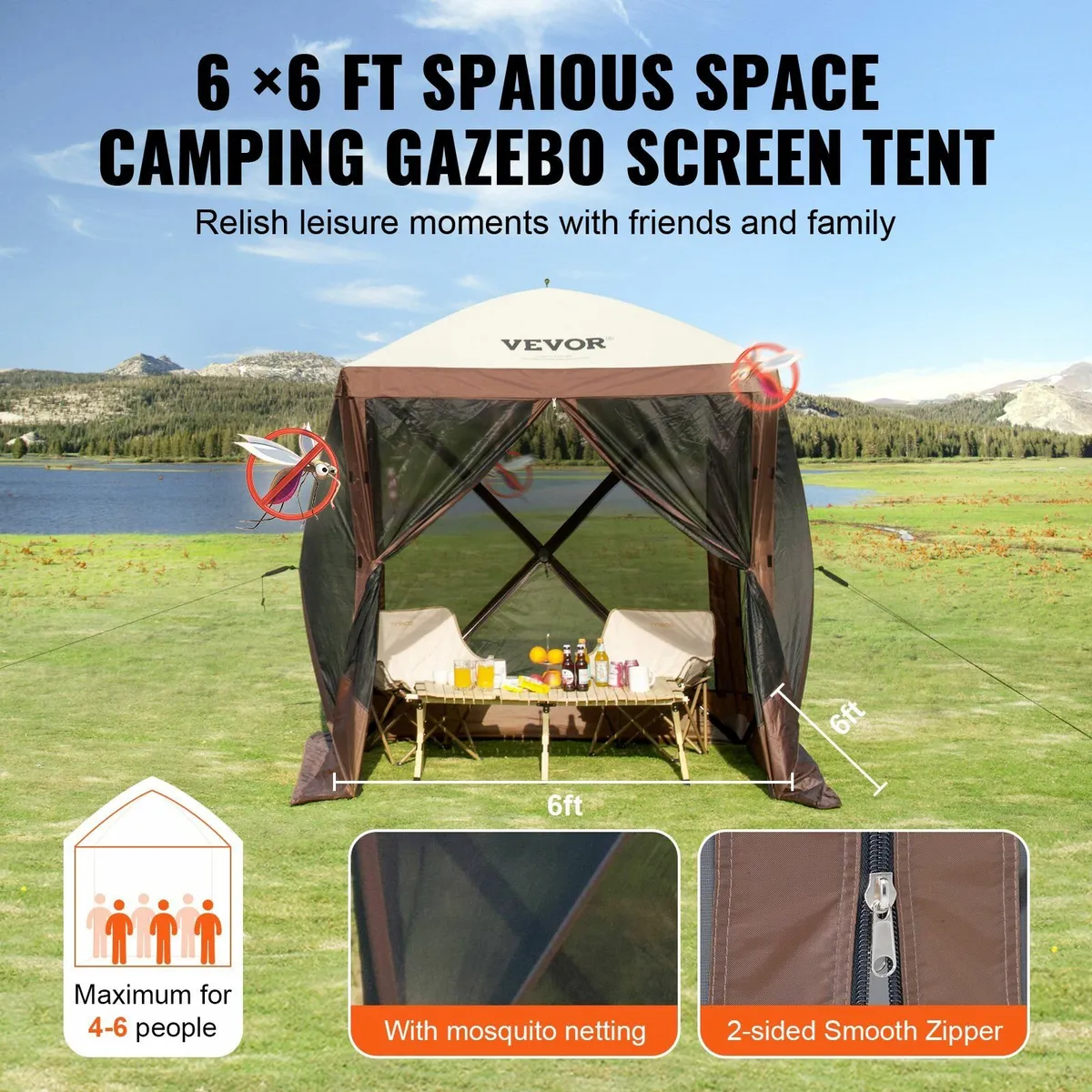 Pop Up Gazebo Tent 6 x 6 feet Pop-Up Screen Tent 4 - Image 4