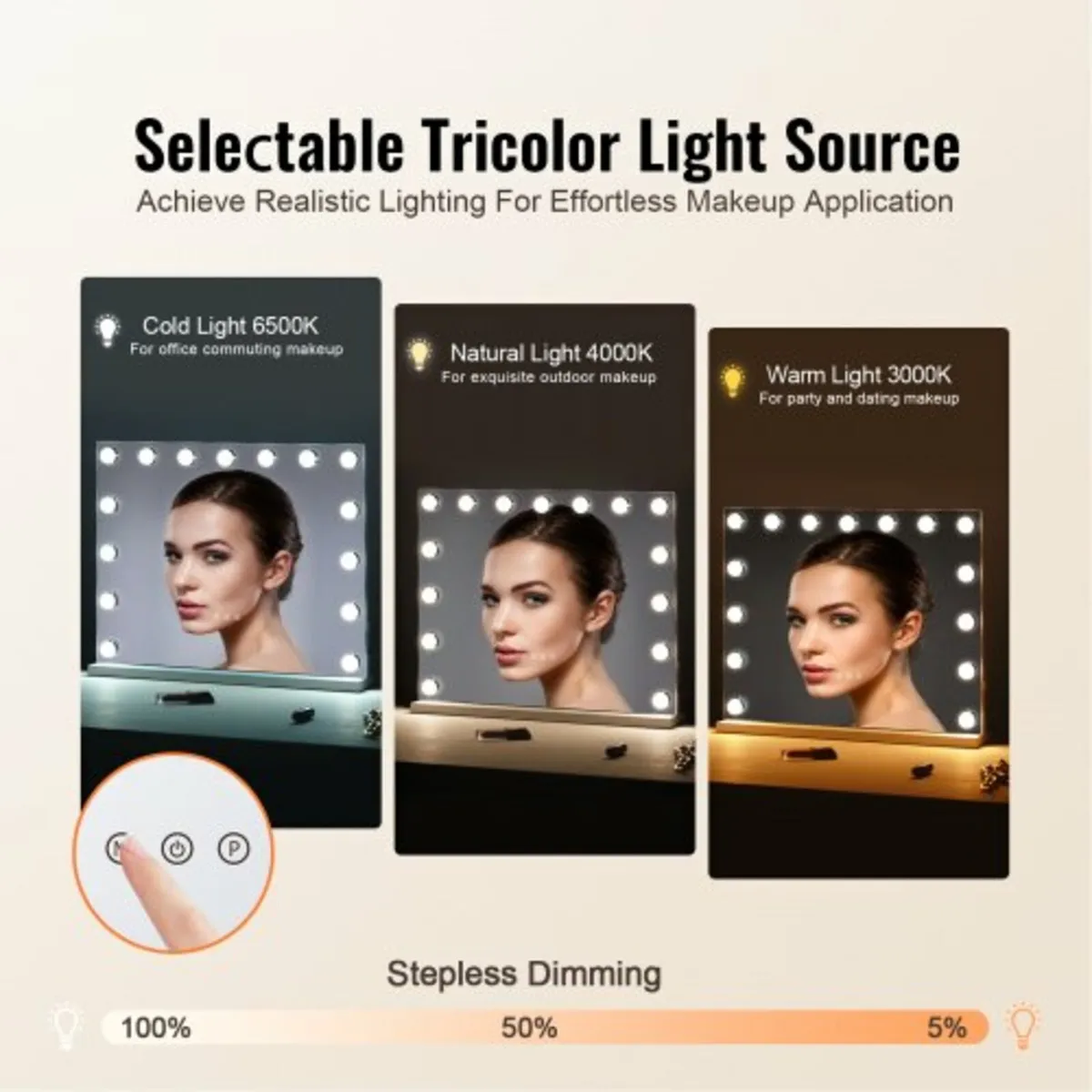 Hollywood Vanity Mirror With Lights w/ USB Desktop - Image 3