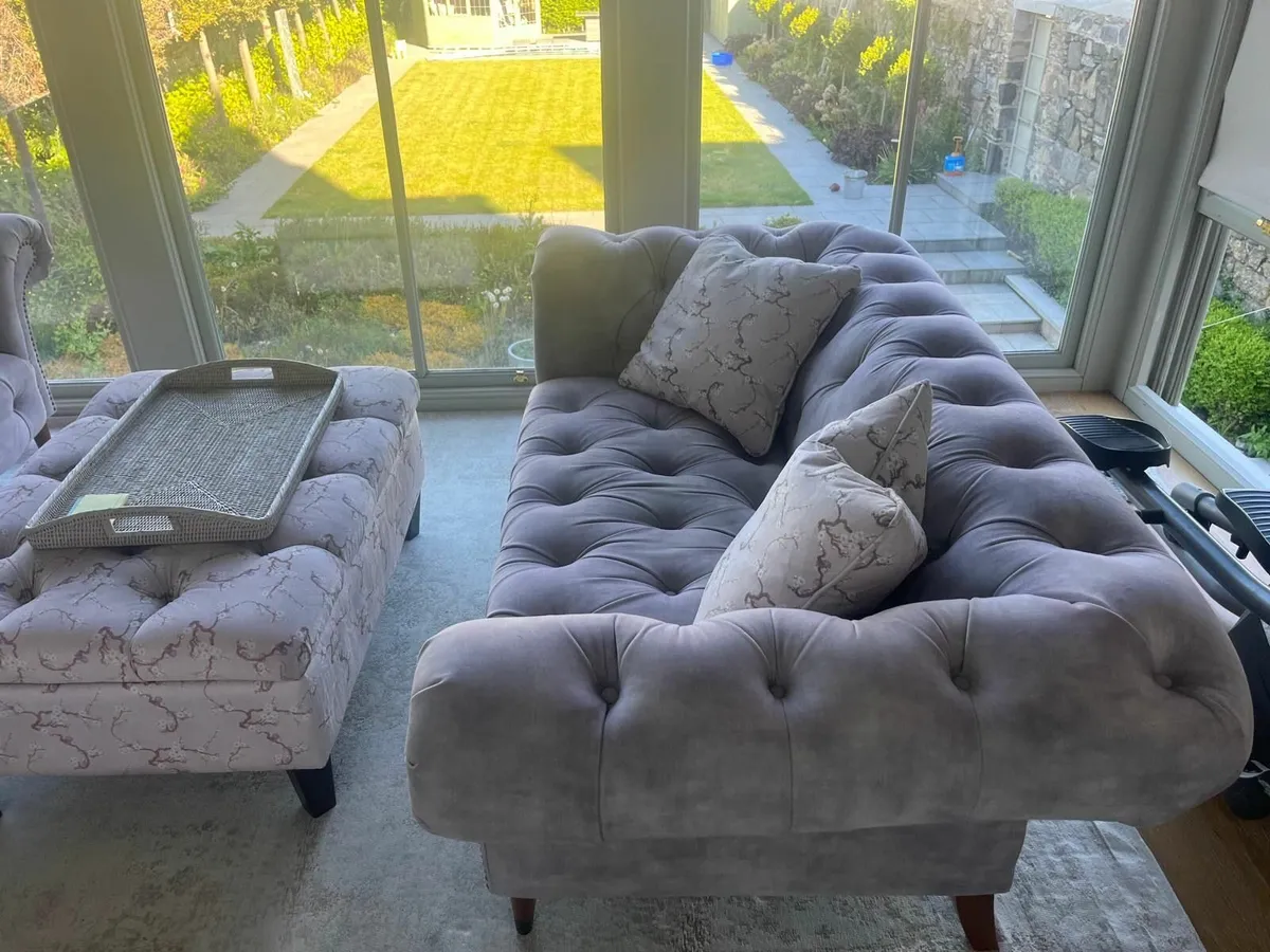 Velvet Chesterfield Couches - Image 1