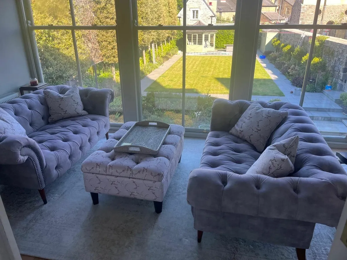 Velvet Chesterfield Couches - Image 3
