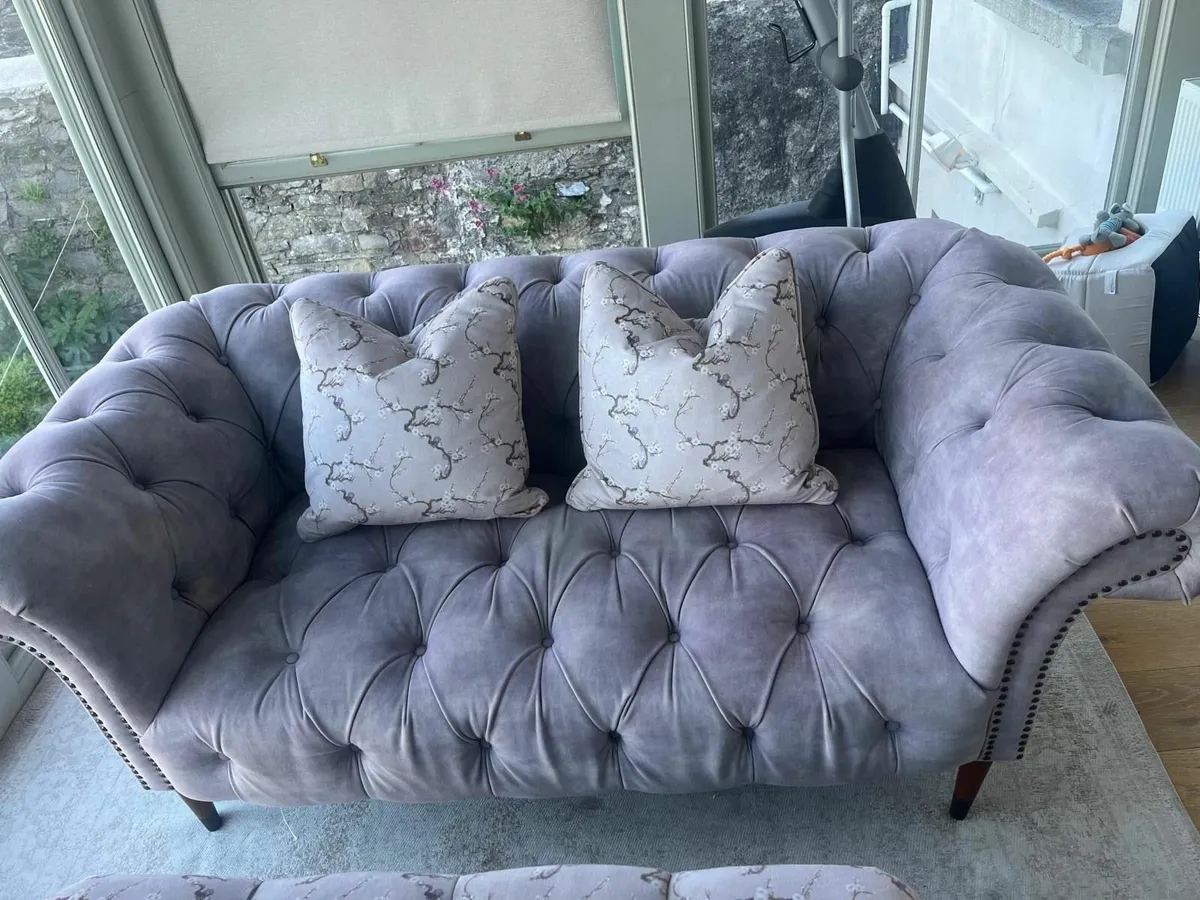 Velvet Chesterfield Couches - Image 4