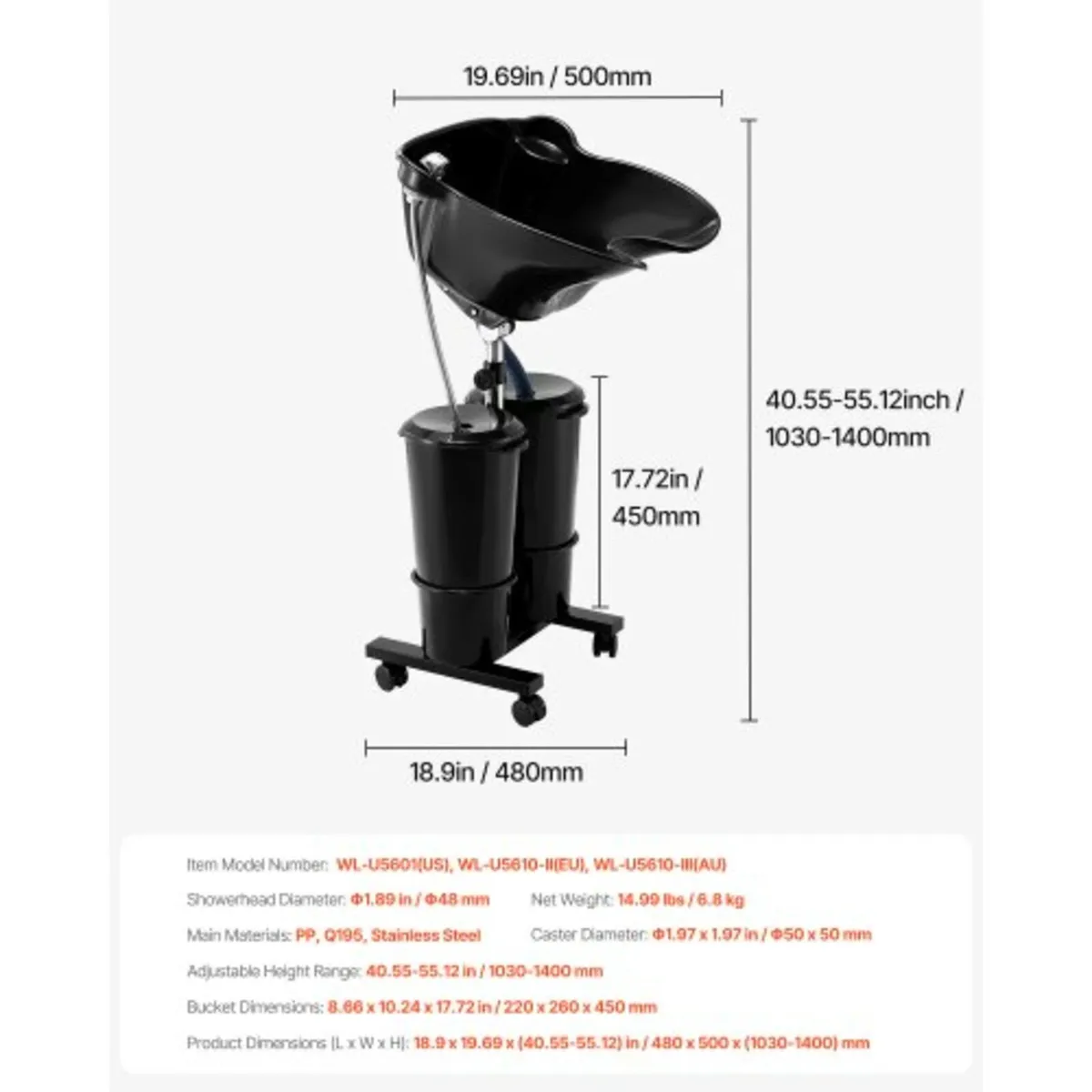 Portable Shampoo Bowl with Drain Hose 2 Buckets Ad - Image 3