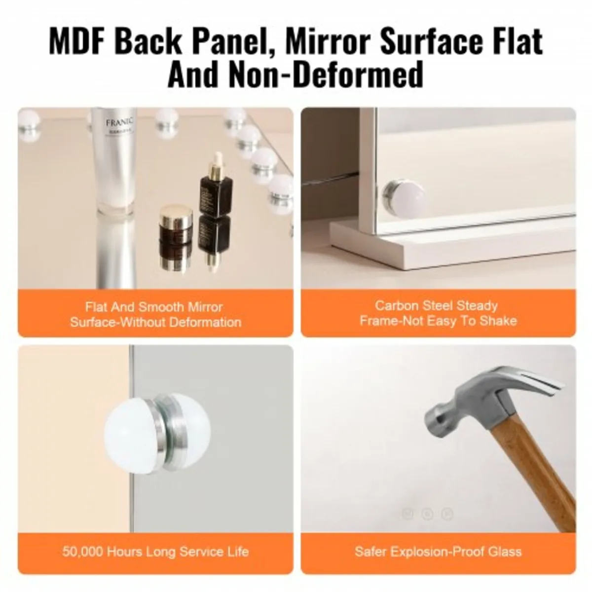 Vanity Mirror With Lights w/ USB Type C Desktop Wa - Image 3
