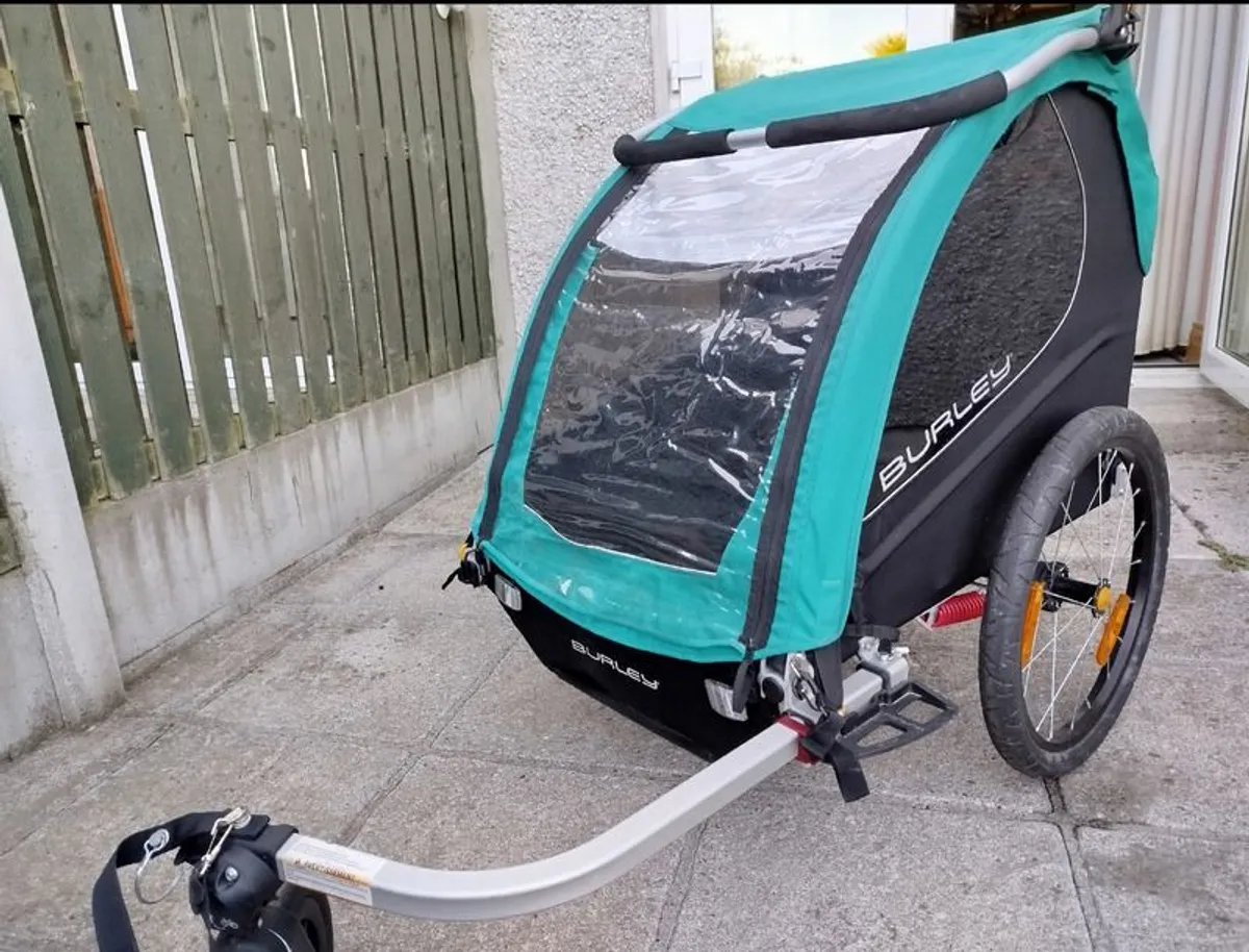 Burley Encore X Bicycle Trailer 2-Children - Black/Turquoise - Image 1