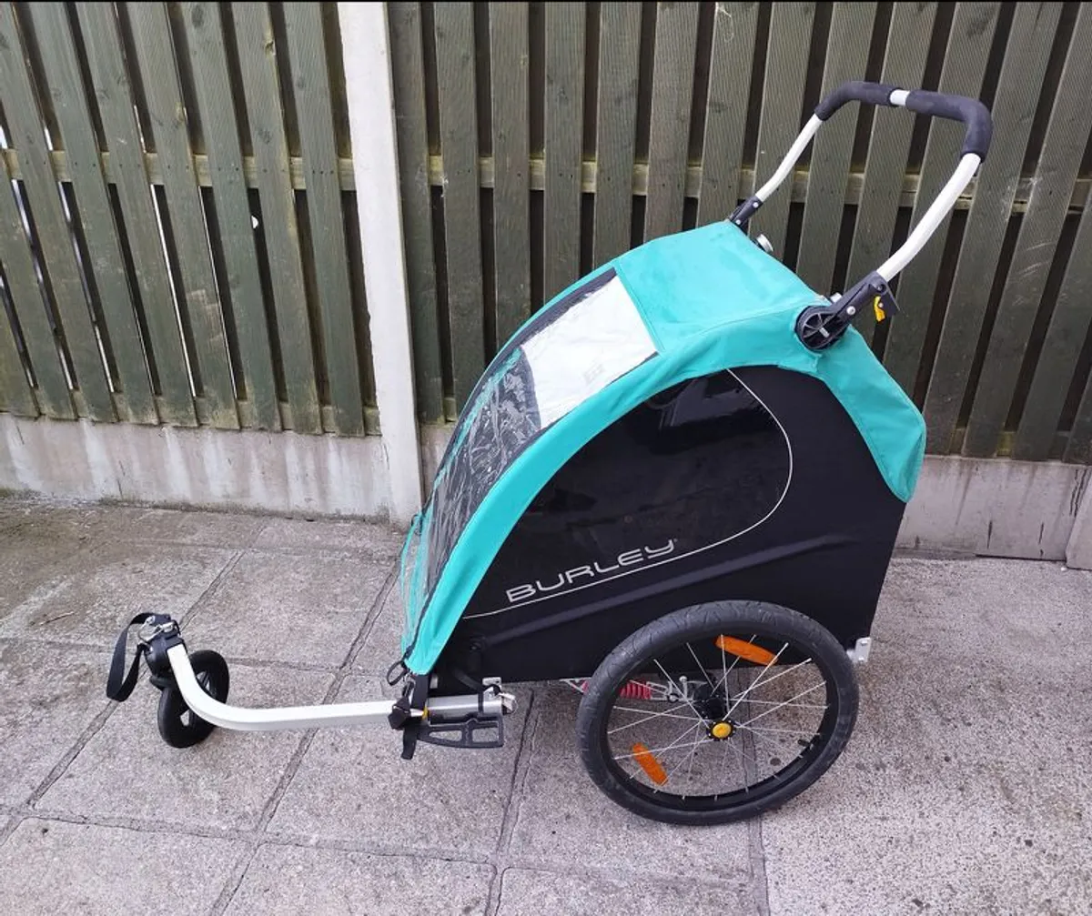 Burley Encore X Bicycle Trailer 2-Children - Black/Turquoise - Image 2