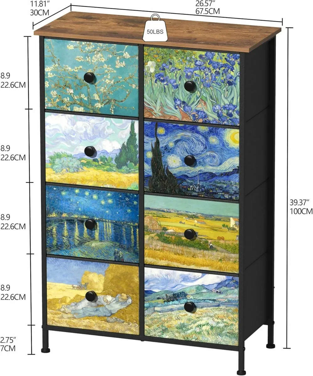 Van Gogh Drawer Dresser Bedroom Chest Office - Image 3