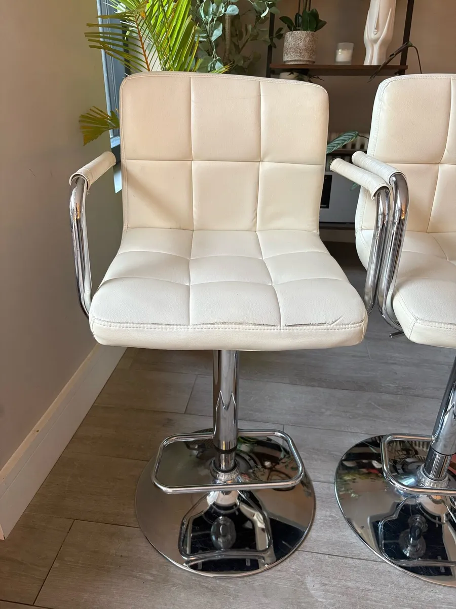 4 Cream Faux Leather Bar Stools - Image 2