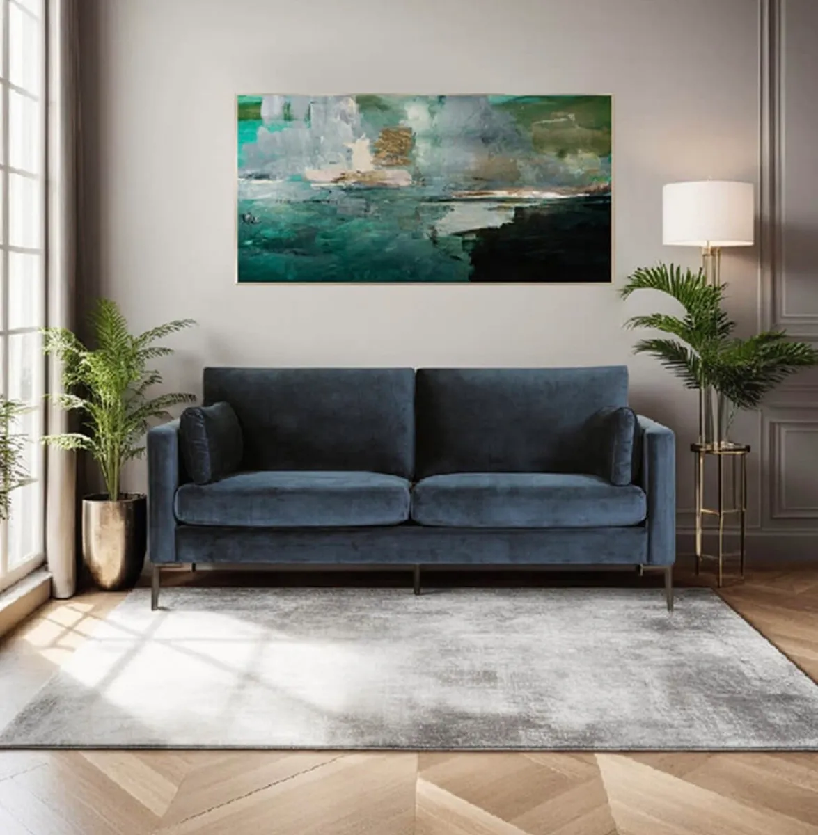 Cobh 3 Seater Sofa Navy - Image 1
