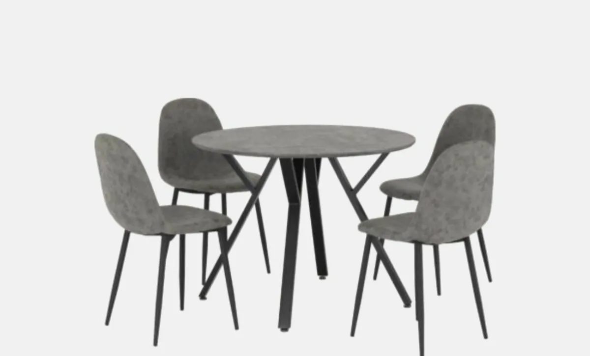 Grey/charcoal Athens Round Dining Set (4 chairs) - Image 2