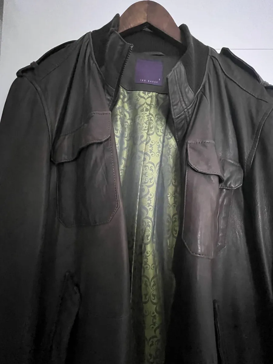 Ted Baker Men's Leather Jacket - Dark Olive - Image 2