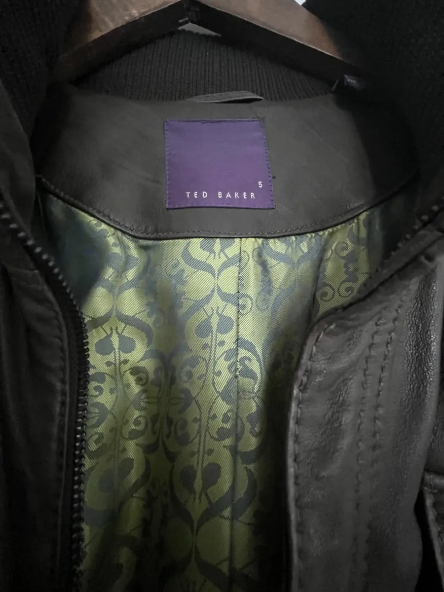 Ted Baker Men's Leather Jacket - Dark Olive - Image 4