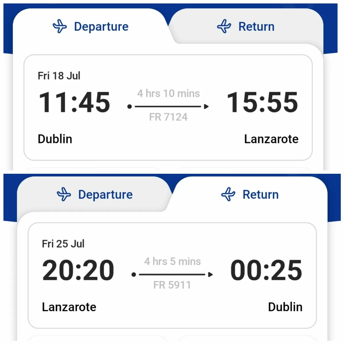 Flights to Lanzarote x4
