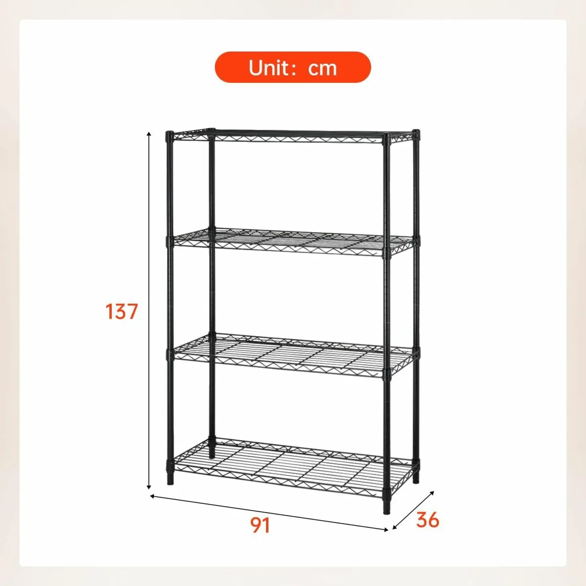 4 Tier Shelving Unit NSF Wire Shelf Metal Storage - Image 4
