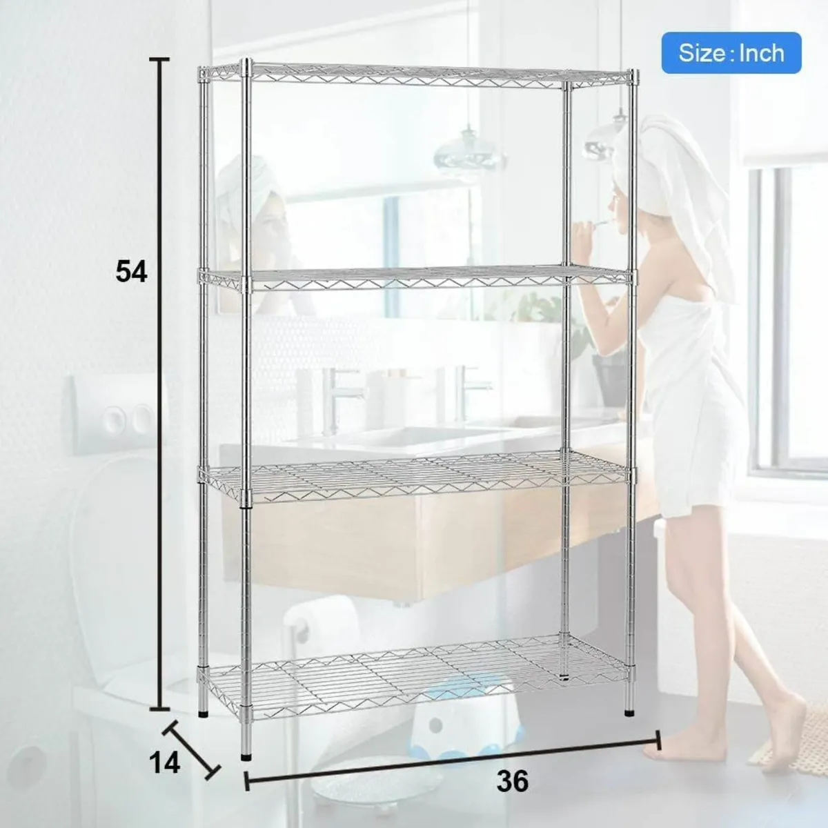 4 Tier Shelving Unit 450kg Capacity Metal Storage - Image 3