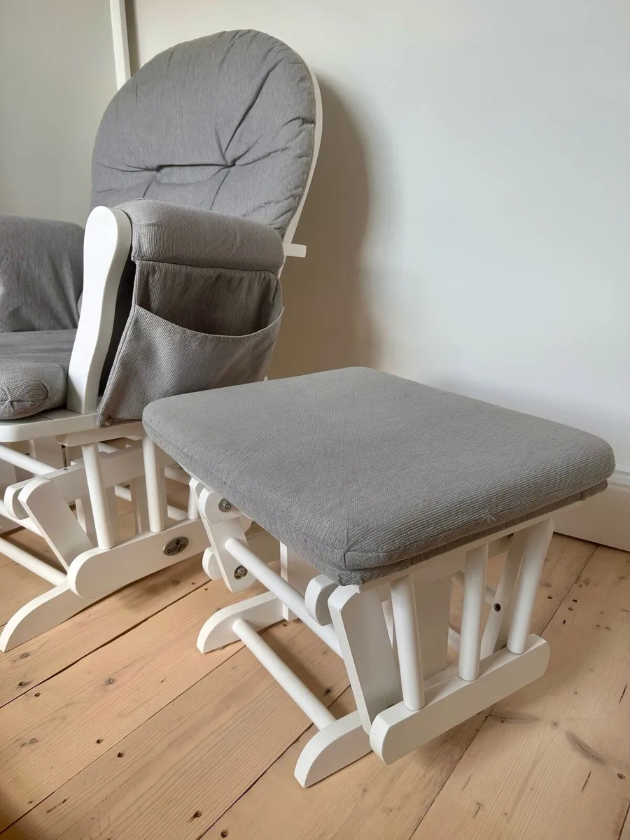 Babylo White Rocking Chair & Stool - Image 1