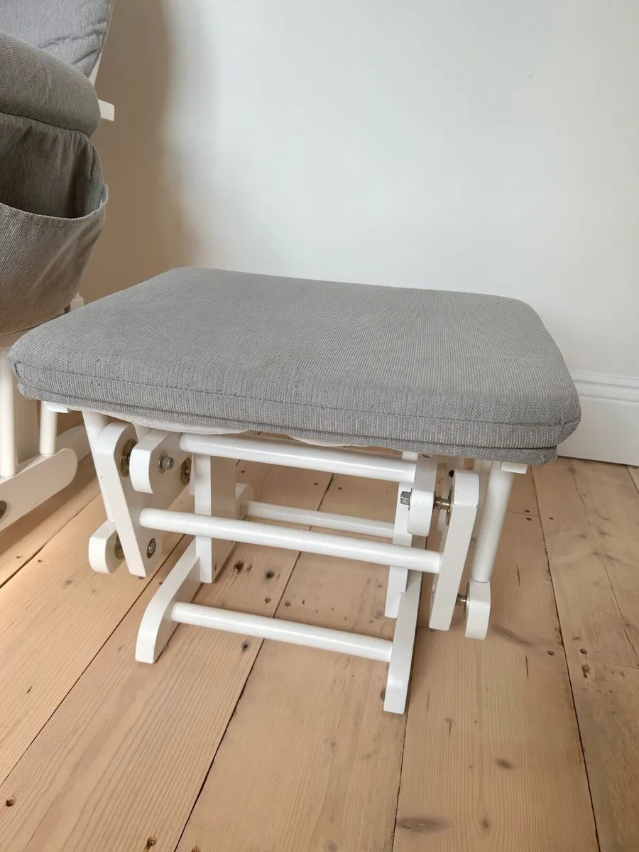 Babylo White Rocking Chair & Stool - Image 2