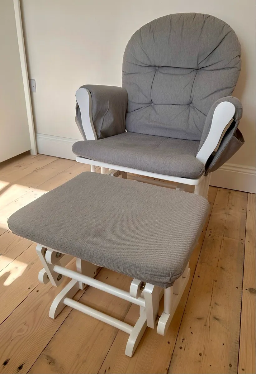 Babylo White Rocking Chair & Stool - Image 3