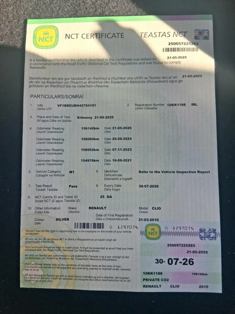 '10 Clio 1.2 16v 156km New NCT 07/2026 - Image 2