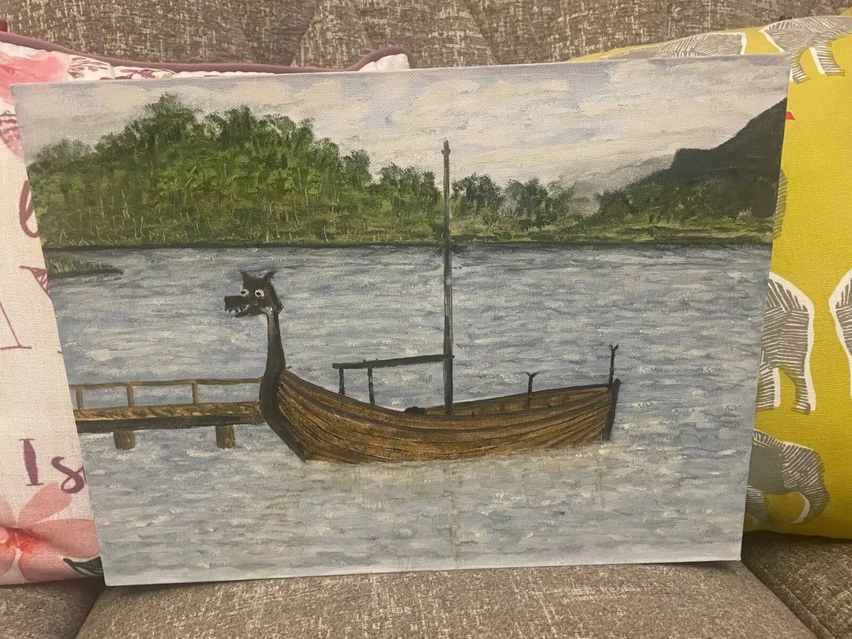OIL ON CANVAS VIKING PAINTING