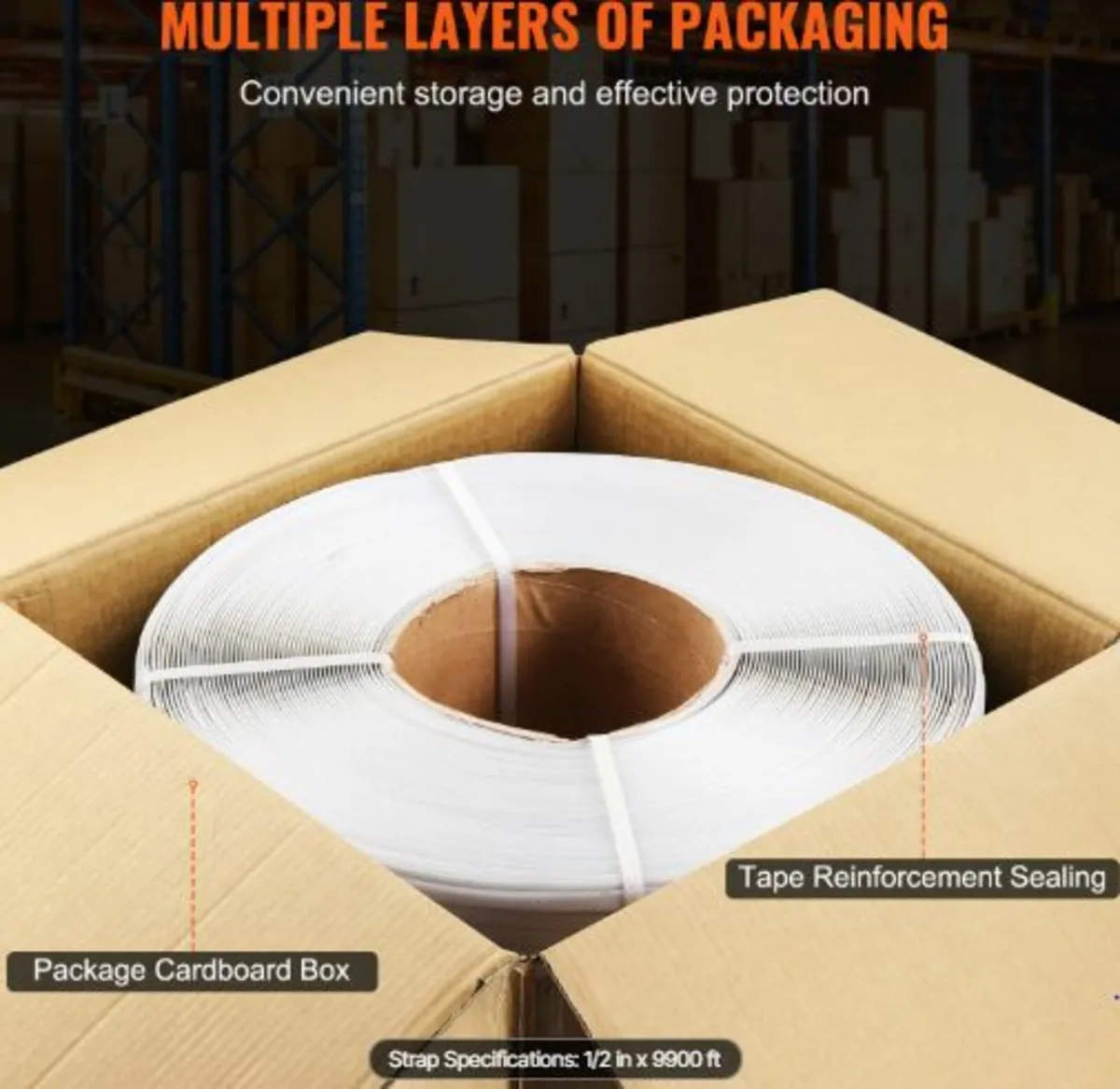 Packaging PP Strapping Roll 1/2" x 0.03" x 9900' - Image 3