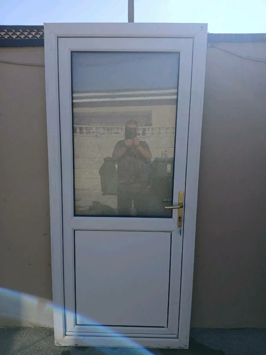 White/White PVC DOOR AND FRAME WITH FROSTED GLASS