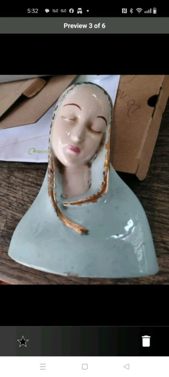 Holland mold ceramic Madonna glazed figure. With s - Image 2