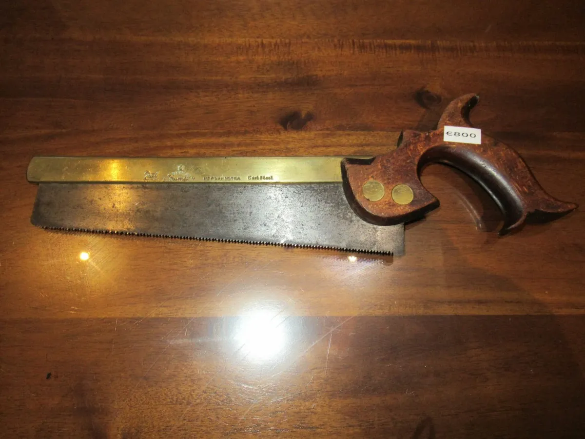 antique saw brass Brittain steel tool vintage hand - Image 2