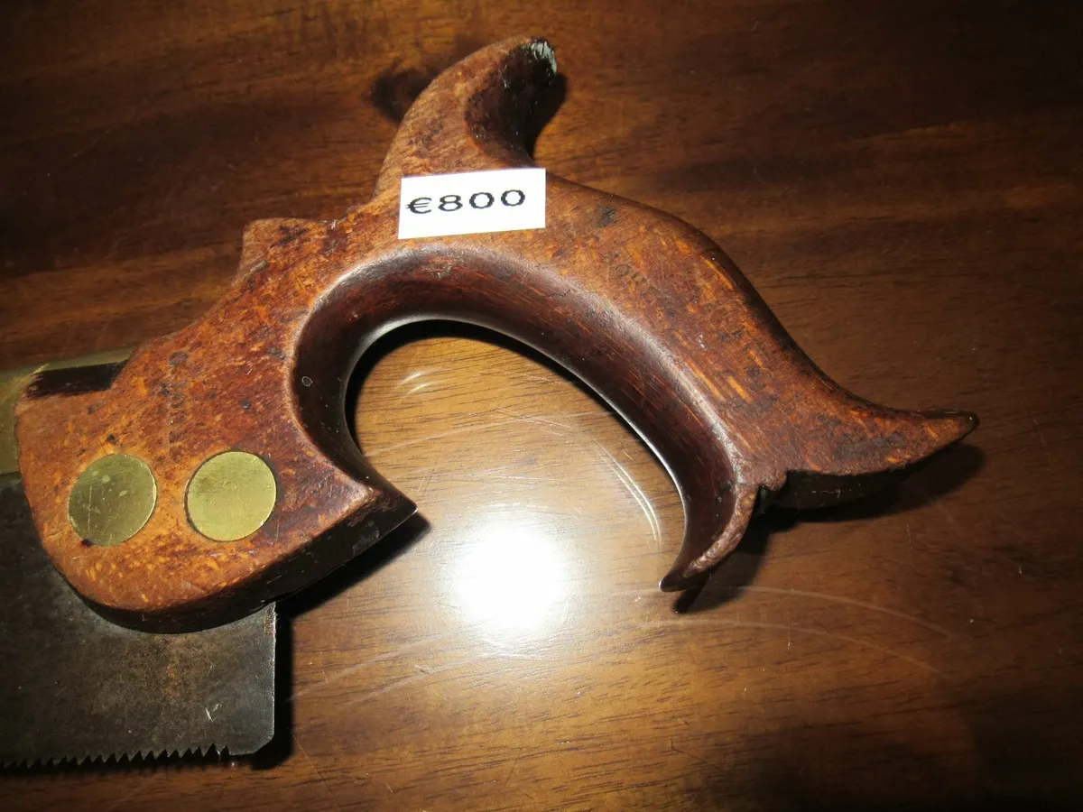 antique saw brass Brittain steel tool vintage hand - Image 1