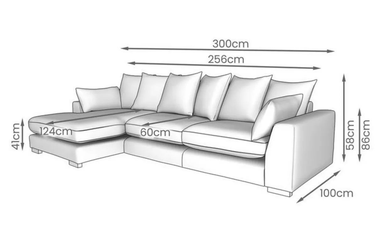 DFS Plush Velvet Pillow Back LHS Sofa - Image 3