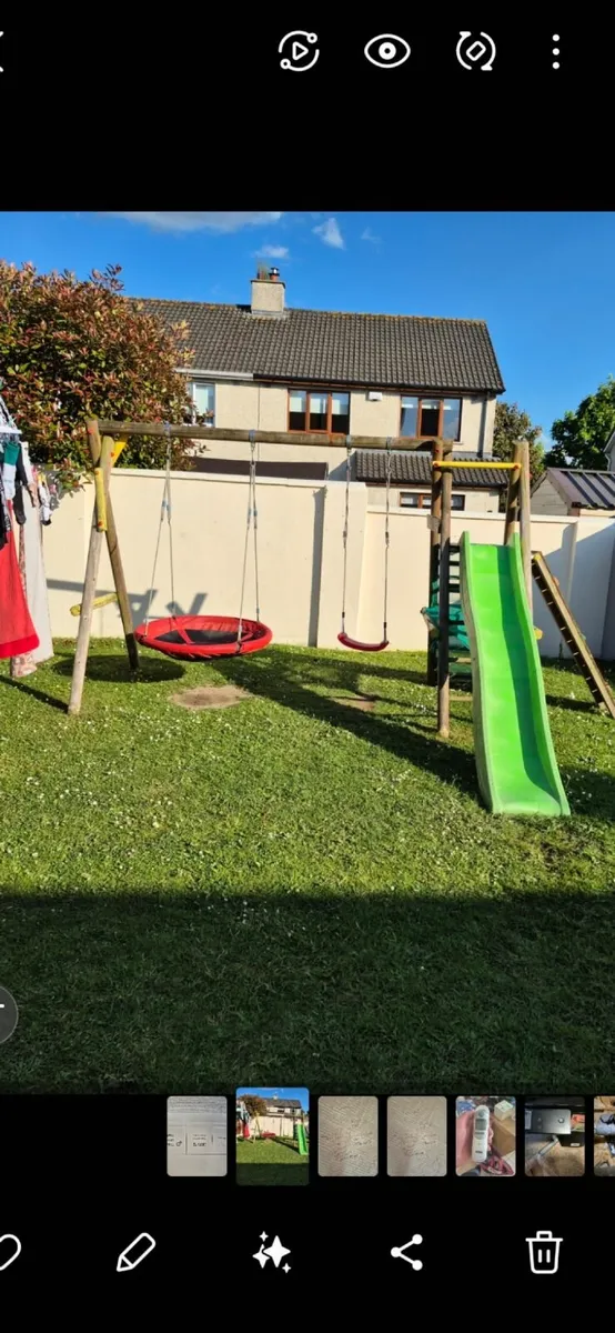 swing set +slide and climbing  wall
