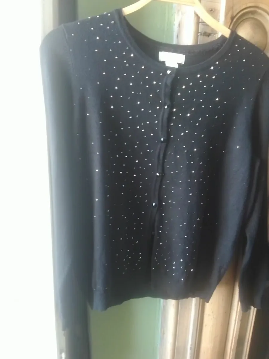 MONSOON BLACK SPARKLE FINE KNIT CARDIGAN 14 - Image 2