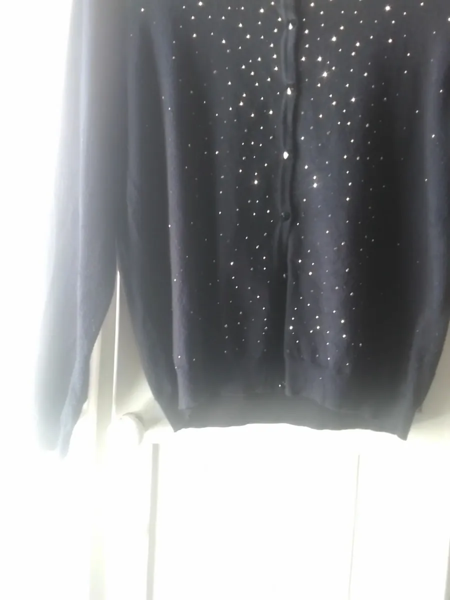 MONSOON BLACK SPARKLE FINE KNIT CARDIGAN 14 - Image 3