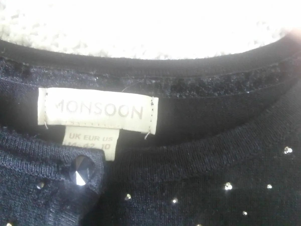 MONSOON BLACK SPARKLE FINE KNIT CARDIGAN 14 - Image 4