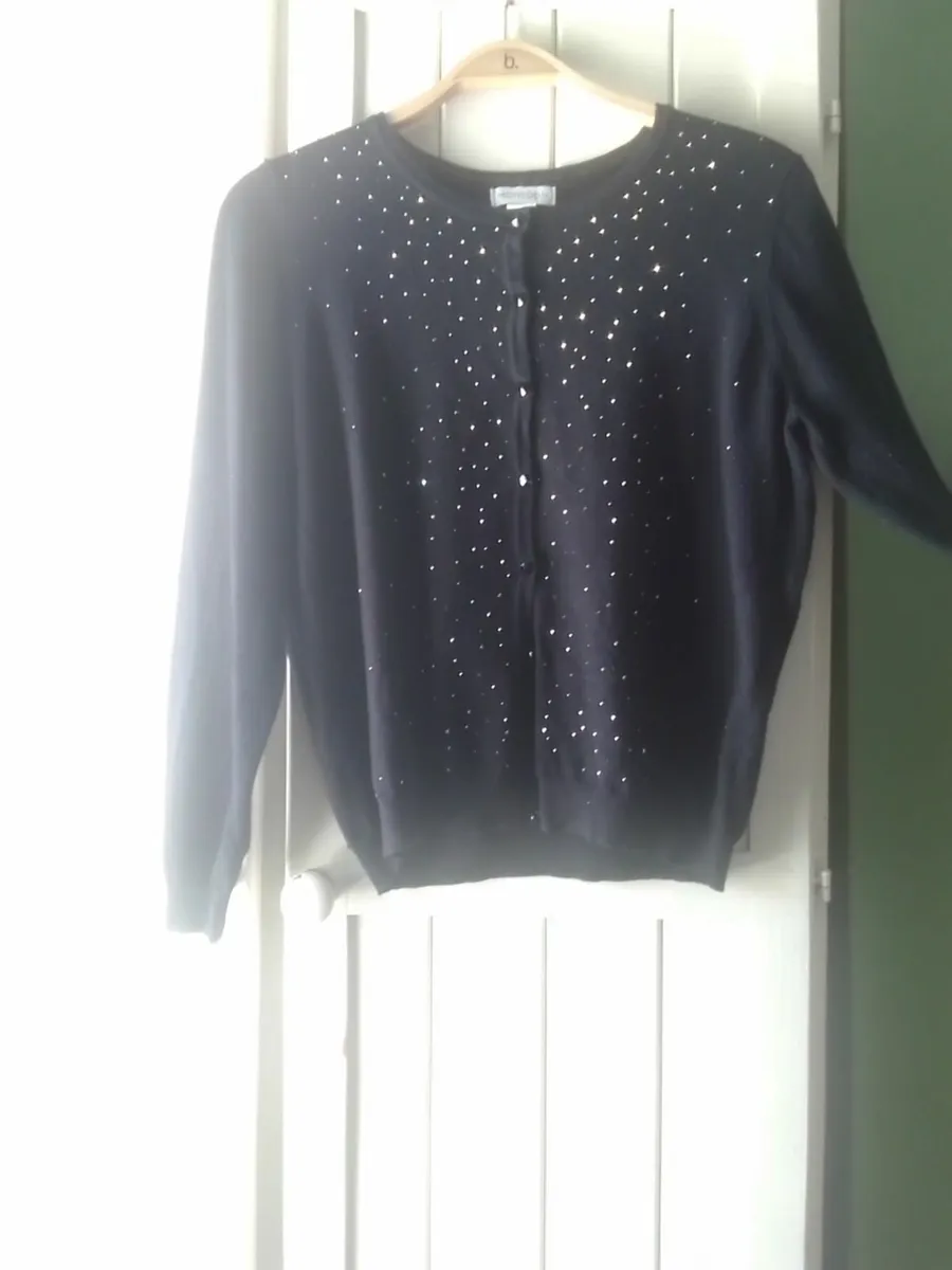 MONSOON BLACK SPARKLE FINE KNIT CARDIGAN 14 - Image 1