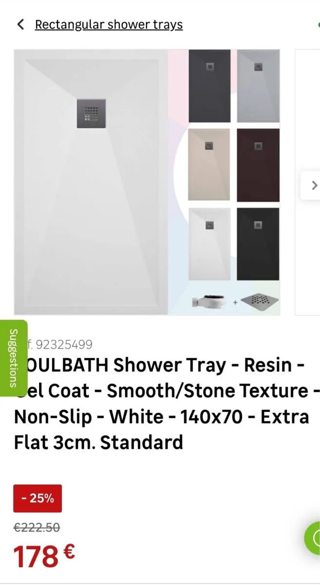 Two white resin shower pads/trays - Image 1