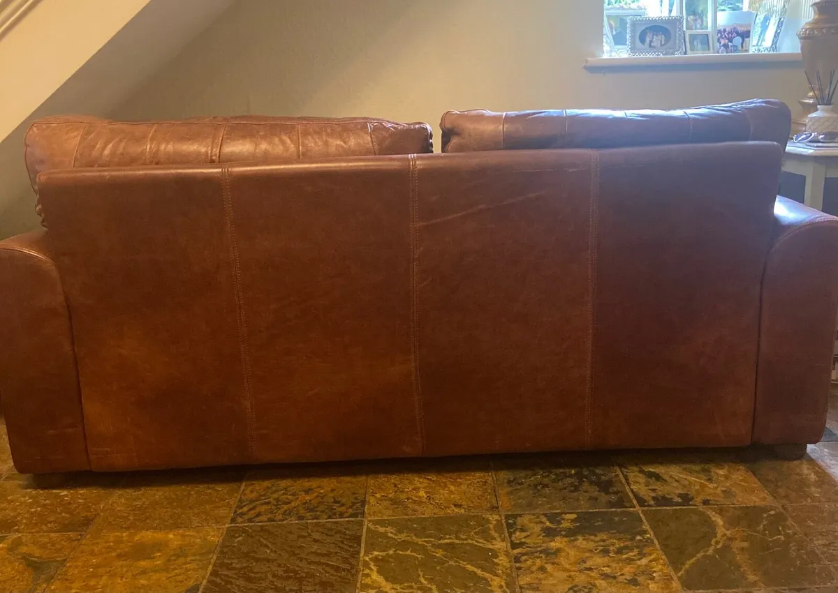 Sofa - brown leather - Image 3