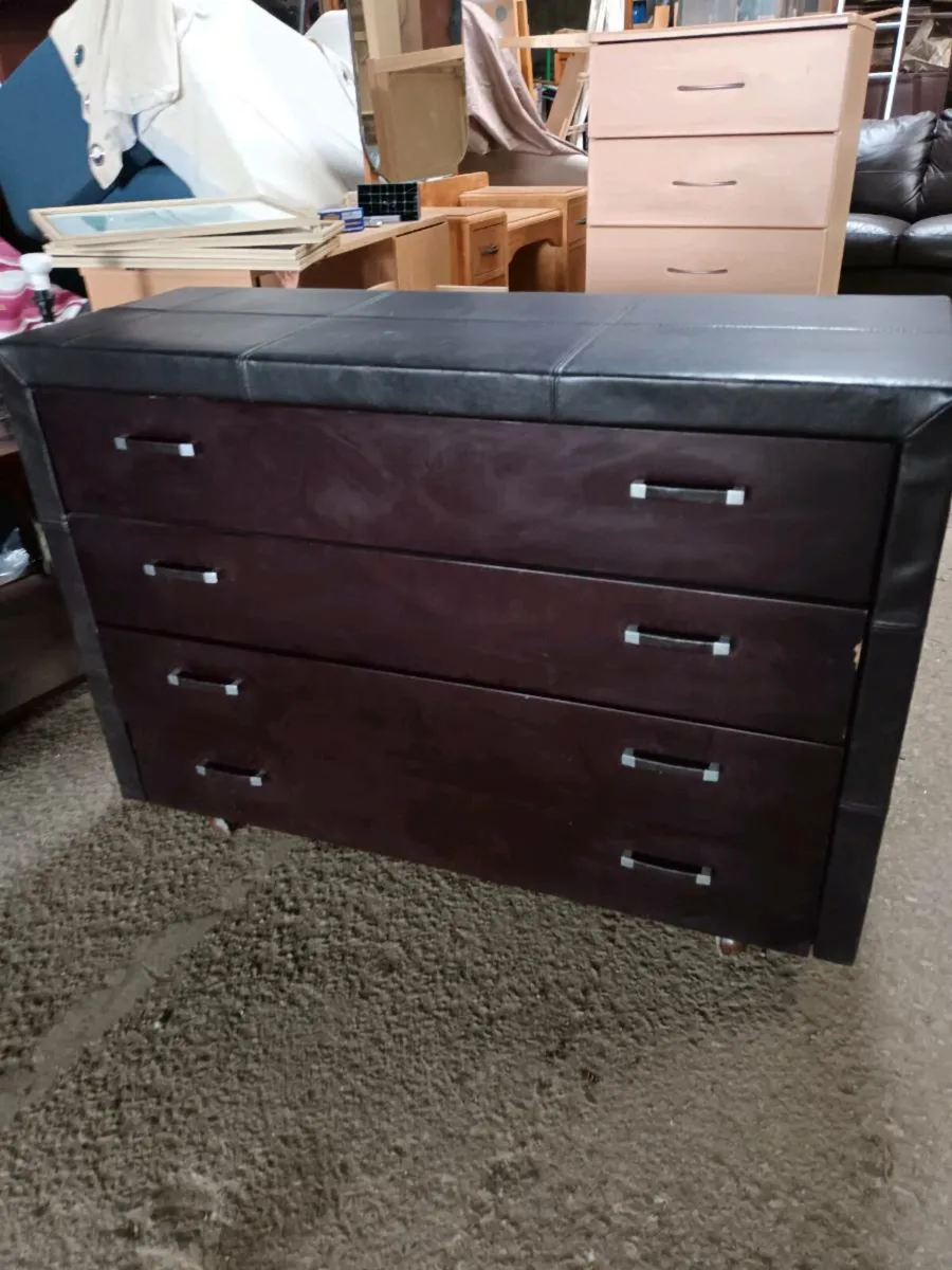 Faux Leather Chest of Drawers - Image 1
