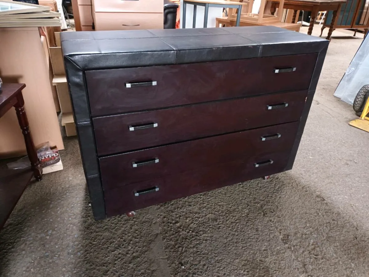 Faux Leather Chest of Drawers - Image 3
